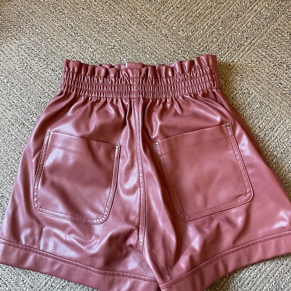 Zara Burgundy Leather Shorts - Picture 4 of 5